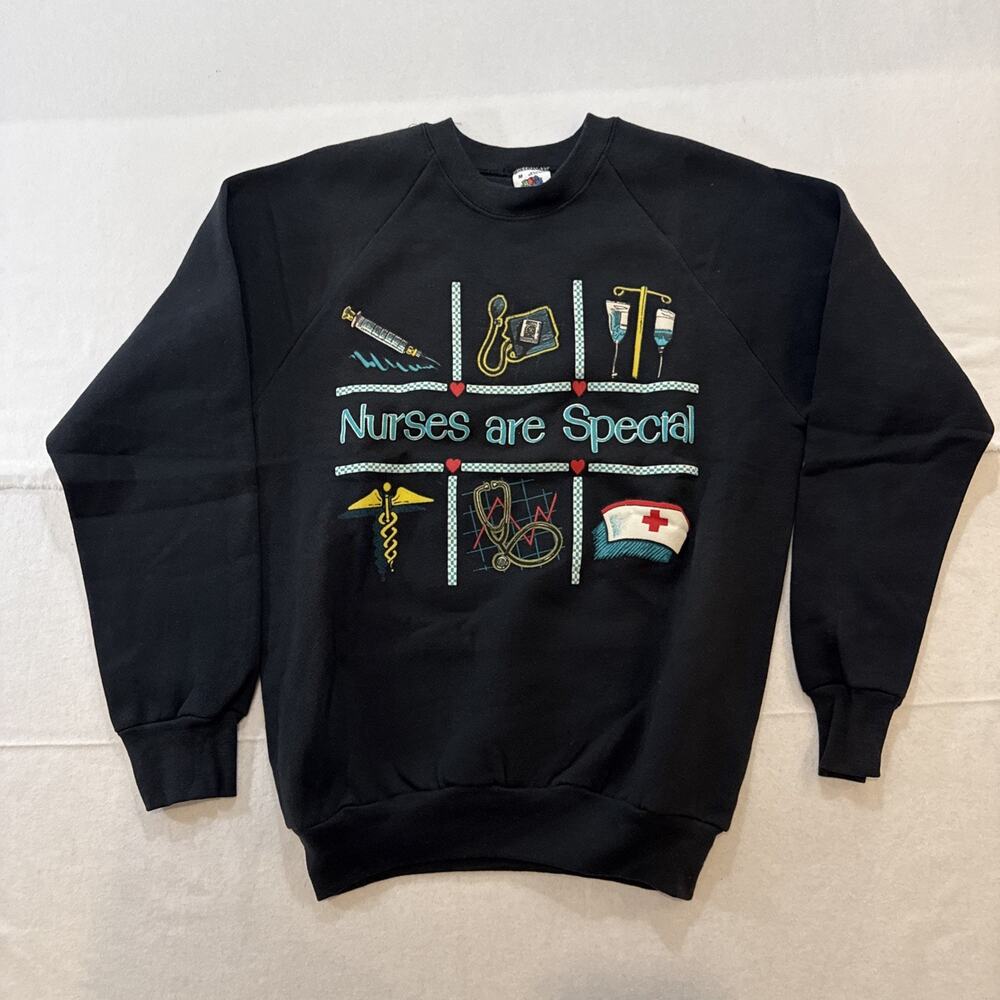 Vintage Fruit Of The Loom Sweatshirt 80/90s Single Stitch M Nurses Are Special